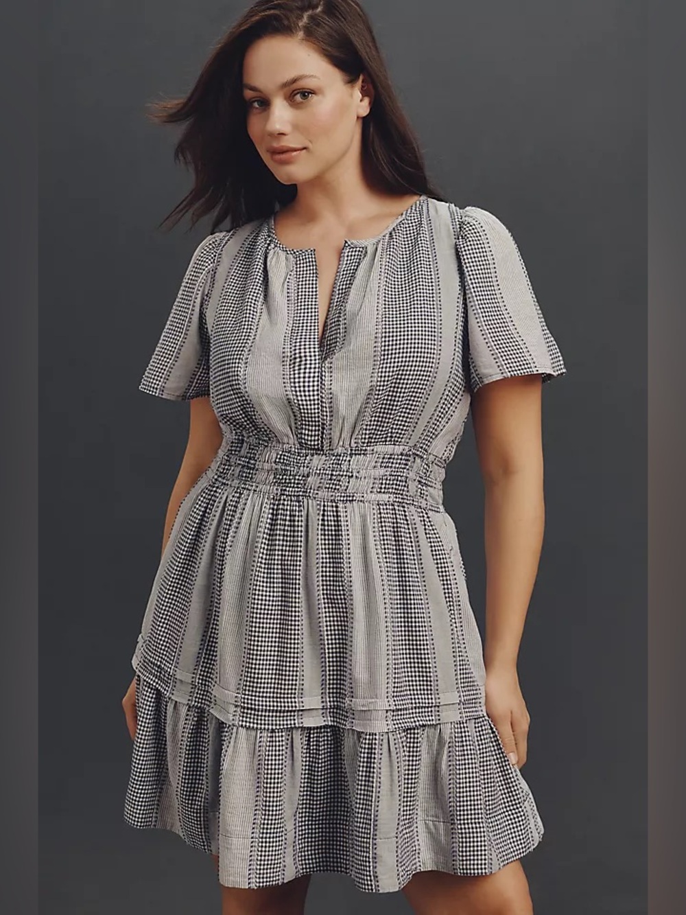 Anthropologie Somerset Gingham Mini Dress Size L